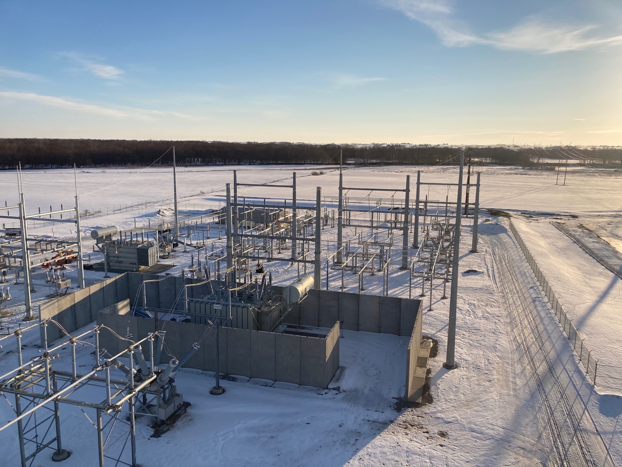 An aerial view of the Johnson substation in Johnson County, Iowa Image