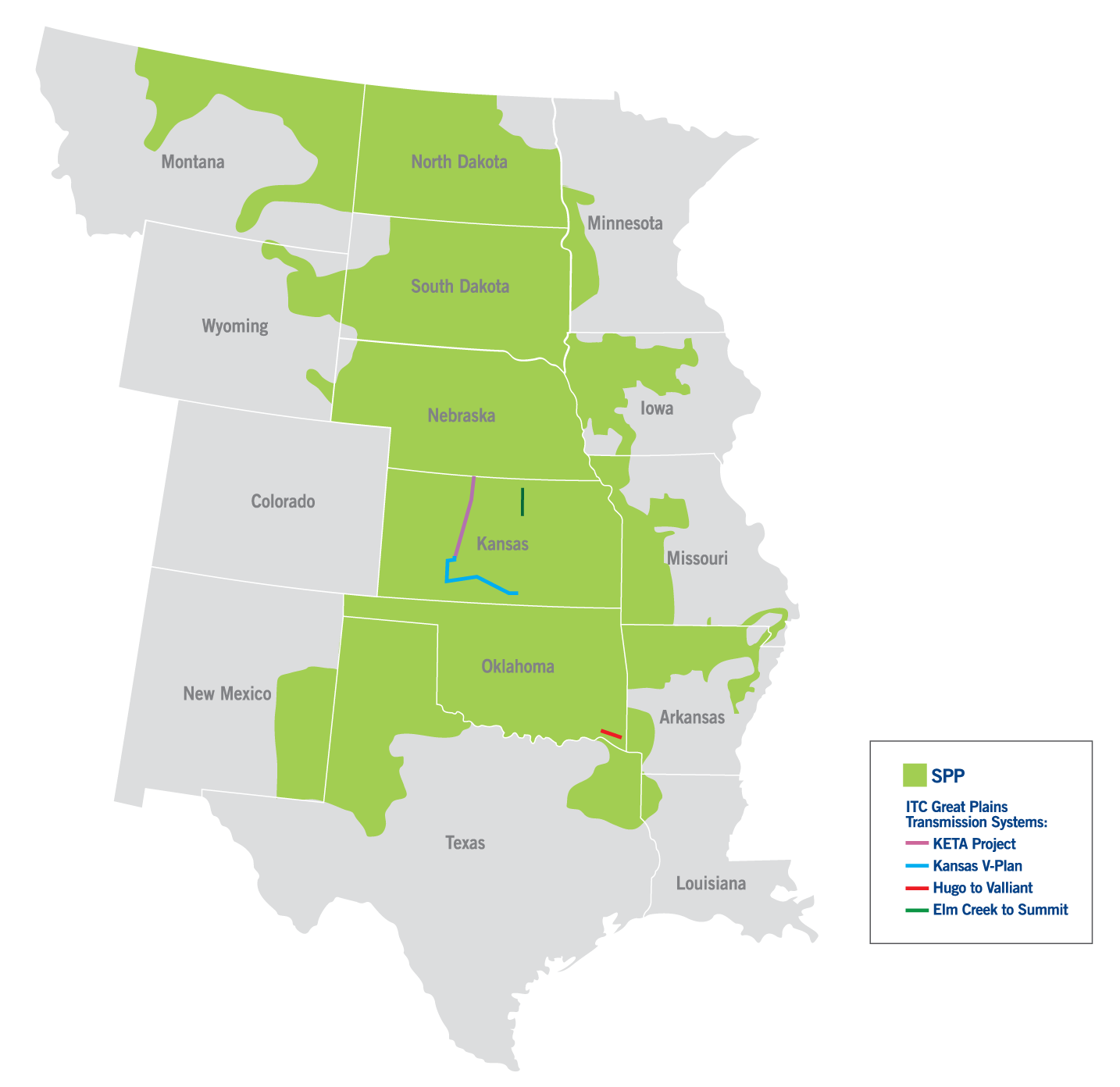 ITC Great Plains service map generated by a computer.