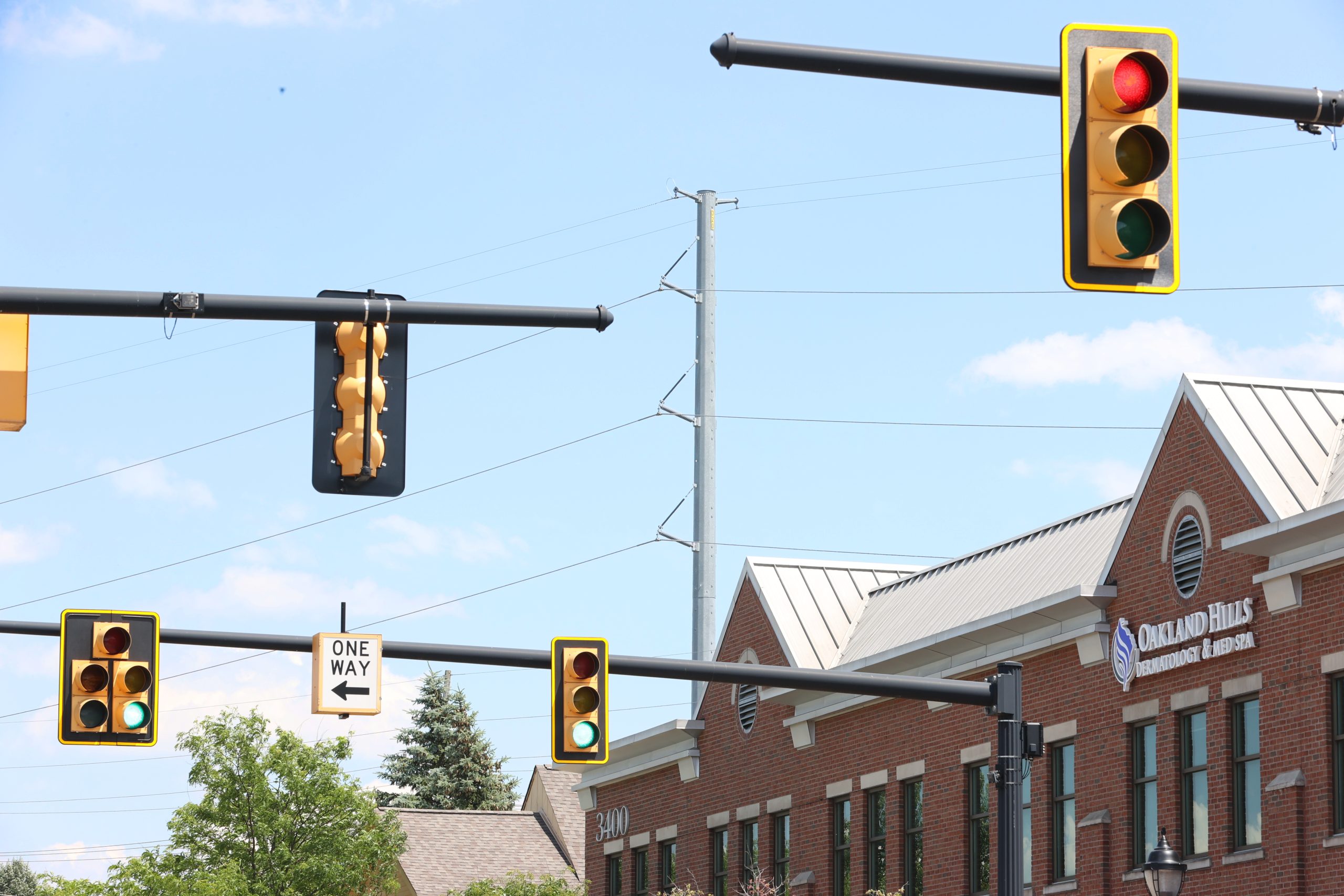 Transmission infrastructure in Michigan city.