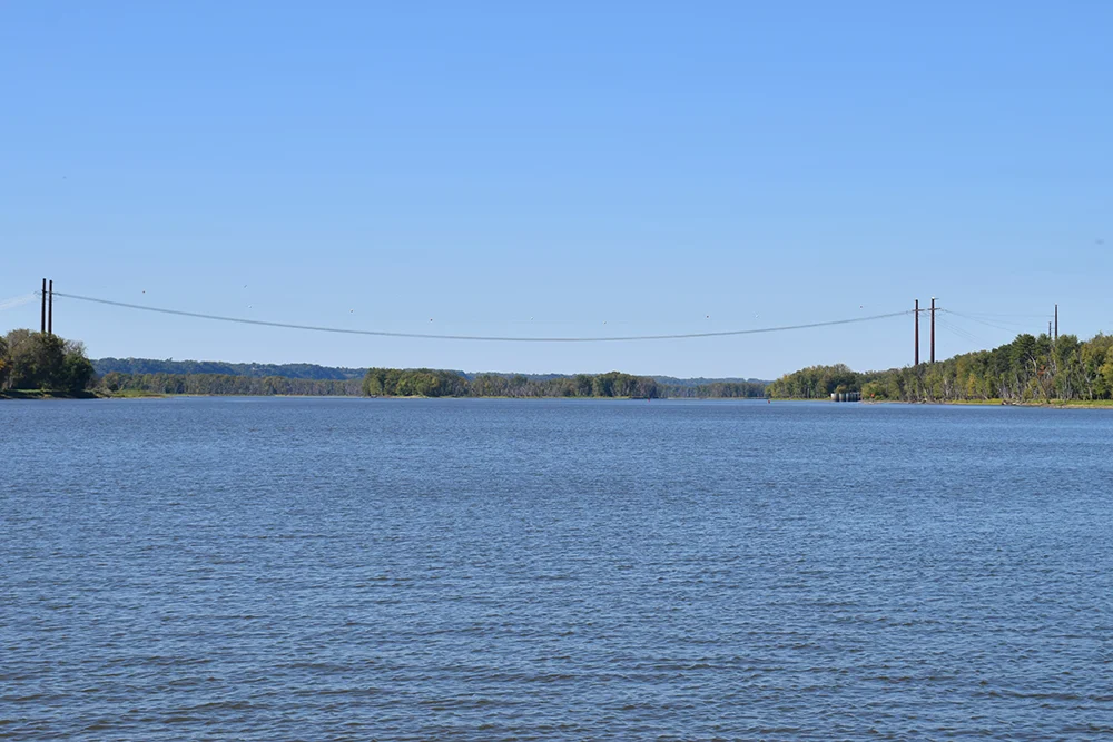 Transmission line spanning the Mississippi River.