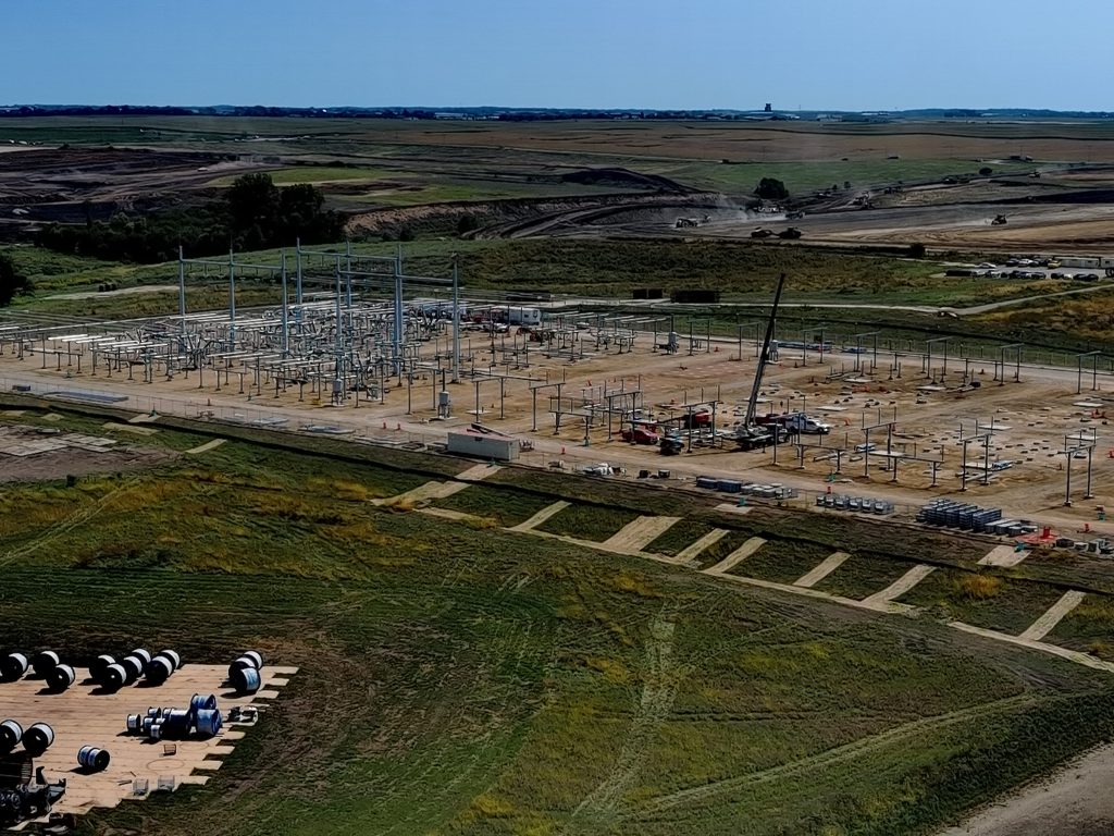 Aerial shot of big cedar industrial substation.